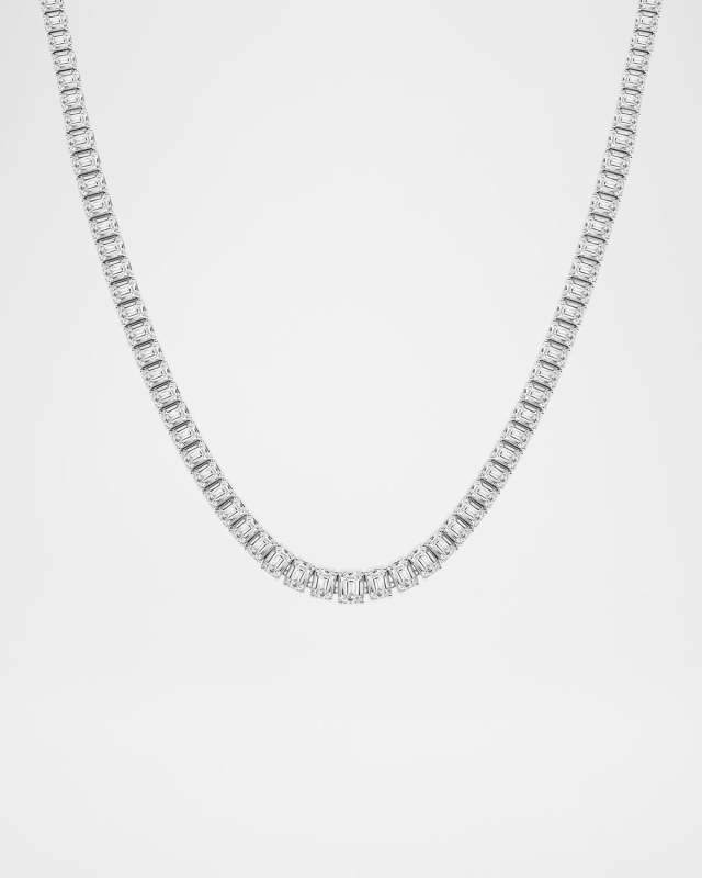 Lab Grown Diamond 18K White Gold Tennis Necklace, 18"L, 24tcw